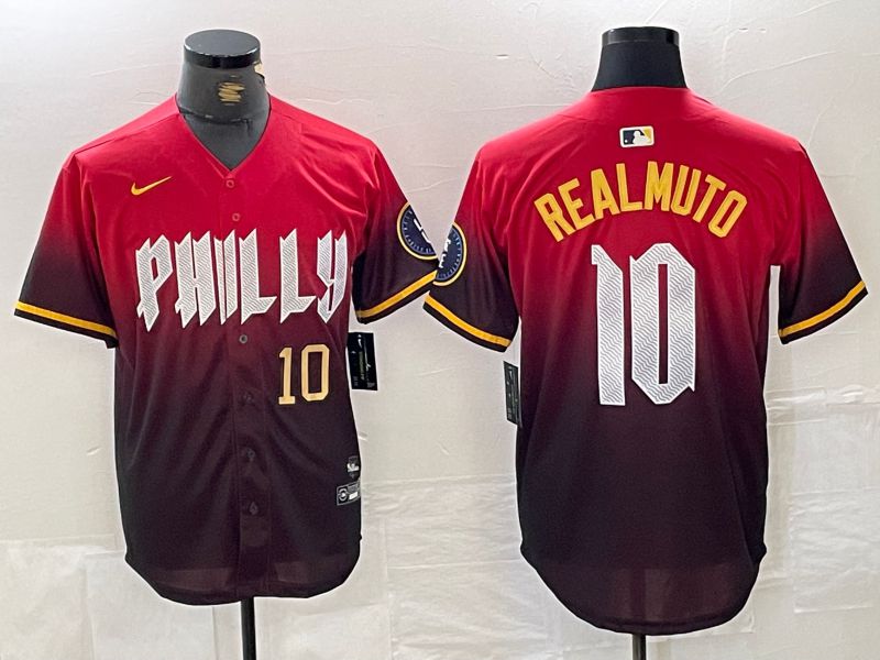 Men Philadelphia Phillies #10 Realmuto Red City Edition Nike 2024 MLB Jersey style 3->->